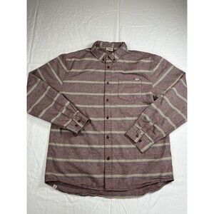 VANS Off The Wall Mens Button Up Shirt XXL Burgundy Flannel Pockets Long Sleeve